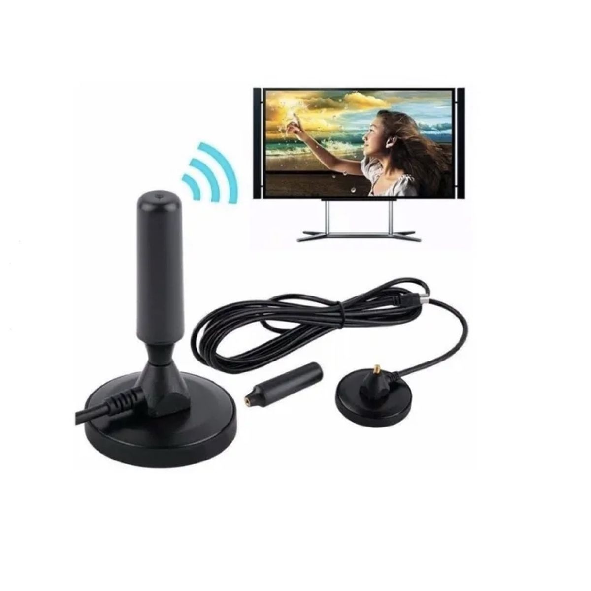 GENERICO - Antena Tv Digital Abierta Hd Tvd Interior 3.5 Dbi Coaxial