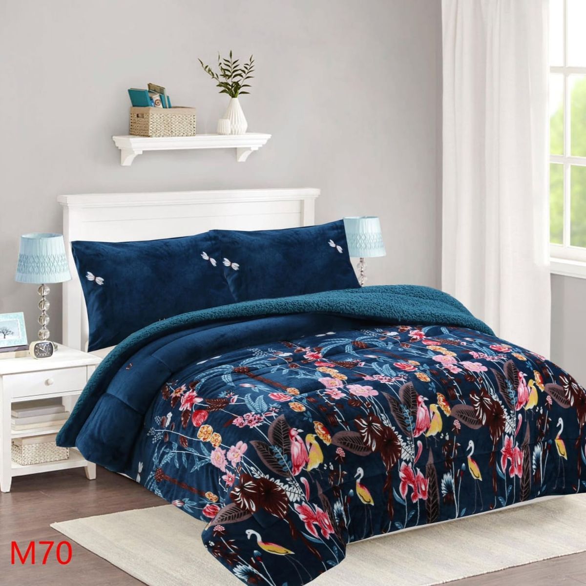 GENERICO - Cobertor Chiporro 2 Plazas - Azul Aves