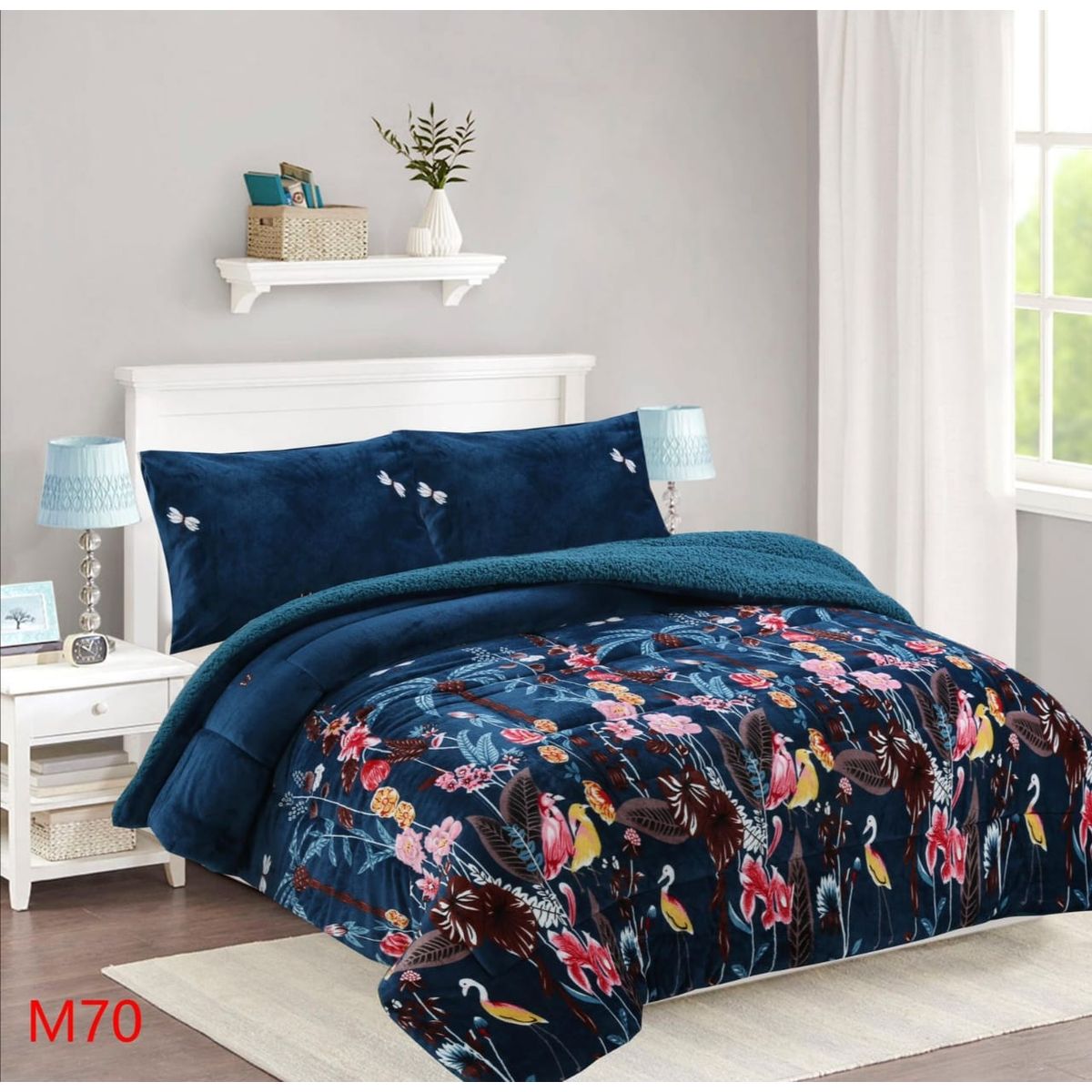 GENERICO - Cobertor Chiporro 2 Plazas - Azul Aves