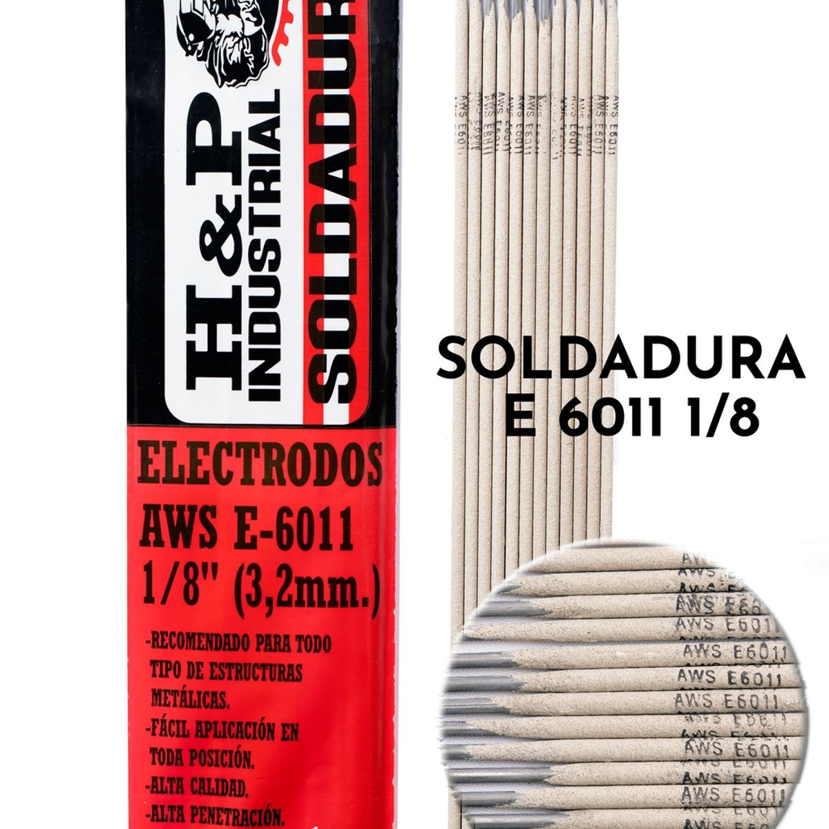 H AND P INDUSTRIAL SOLDADURAS - Electrodo Soldadura 6011 1/8" Bolsa 1 Kilo H&P