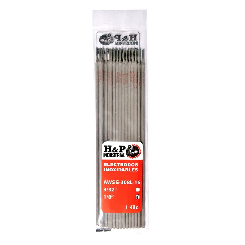 H AND P INDUSTRIAL SOLDADURAS - Electrodo Soldadura Inoxidable 308L-16 de 1/8" x bolsa 1 Kilo H&P