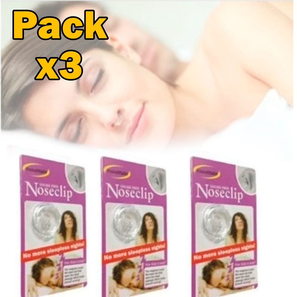 GENERICO - Pack X3 Anillo Anti Ronquidos Nose Clip Imanes Biomagnetico Roncar