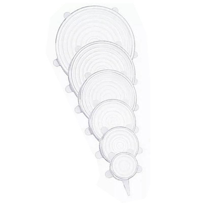 GENERICO - Pack x2 Set 6 Tapas Silicona Extensible Anti Escurrimientos Sellado