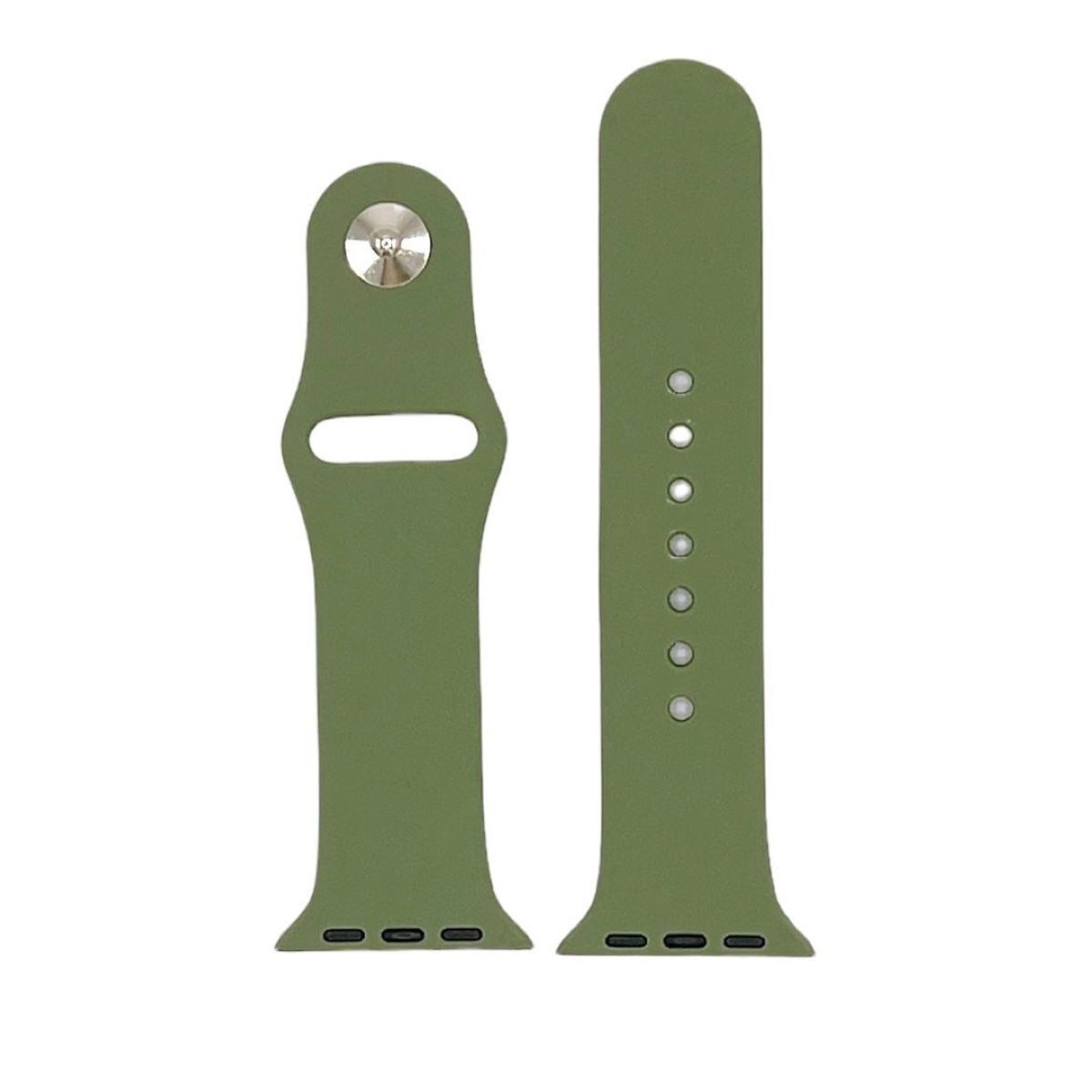 GENERICO - Correa de Silicon compatible con Apple Watch 38-40-41mm SM Verde Khaki