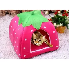 GENERICO - CAMA FRUTILLA PARA PERROS Y GATOS L ROSADO