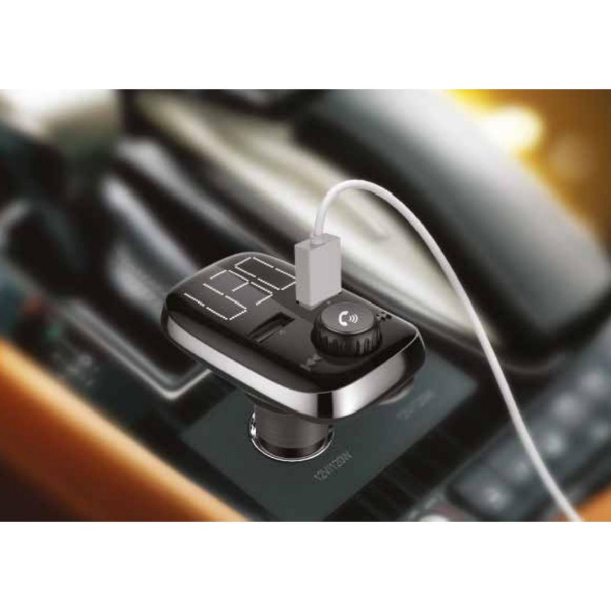 TECNOLAB - Transmisor FM Bluetooth Manos Libres 2 USB Negro Tecnolab
