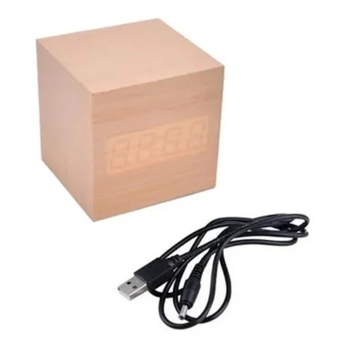 TECNOLAB - Reloj Digital Despertador LED Estilo Bloque Madera Tecnolab