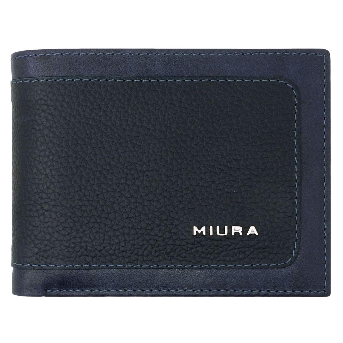 MIURA - Billetera Hombre Mod Francesco Azul 100 % Cuero Natural
