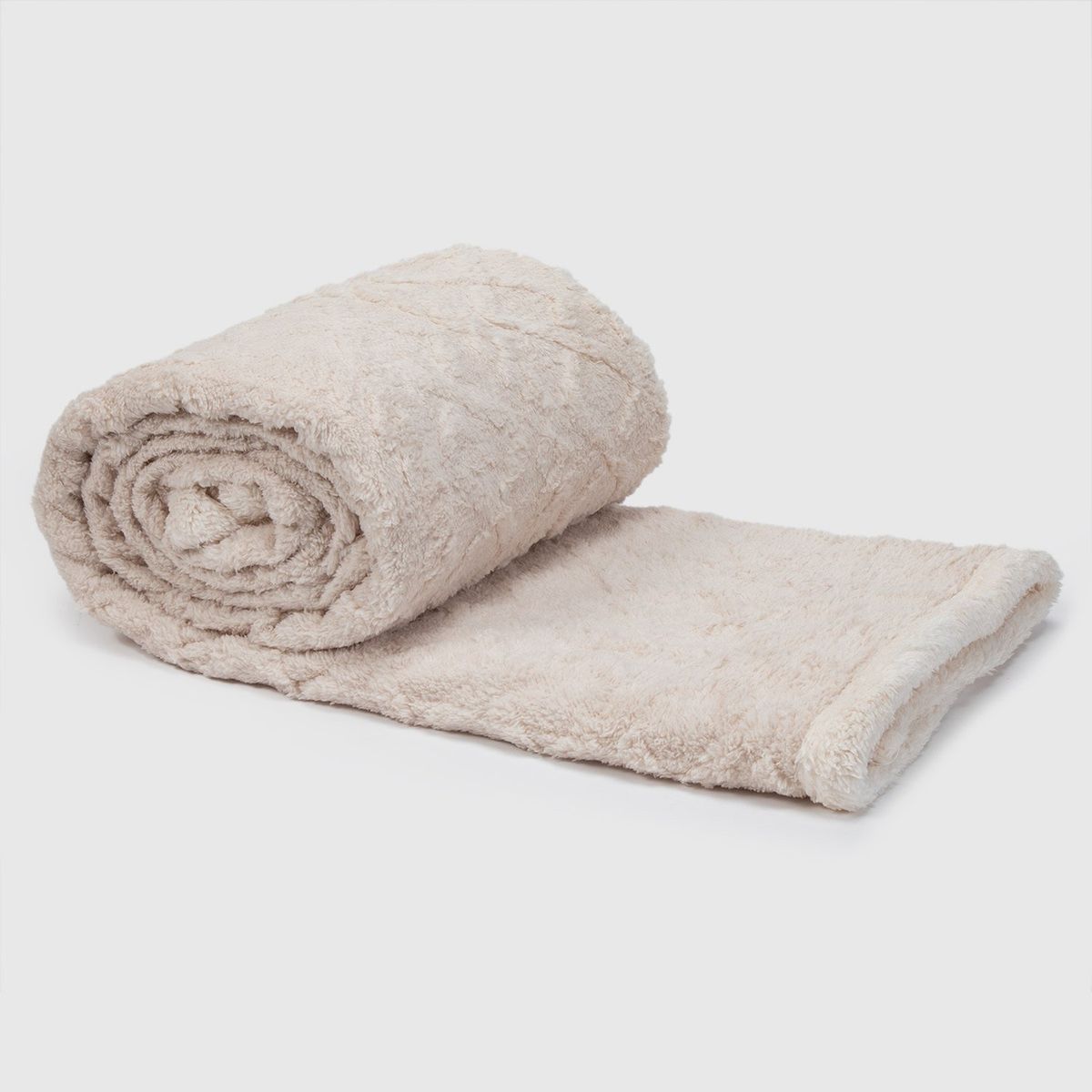 RELAN - Manta Frazada Sherpa Jacquard Crema 1,5 Plazas Relan