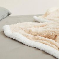Manta Frazada Sherpa Jacquard Crema 1,5 Plazas