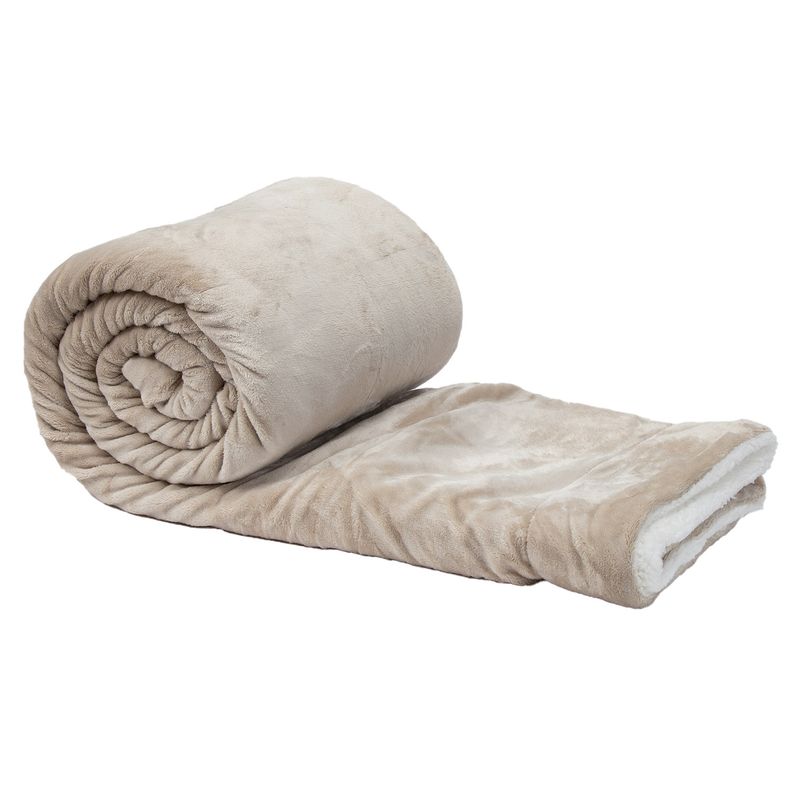 RELAN - Manta Frazada Sherpa Polar Franela Beige Queen Relan
