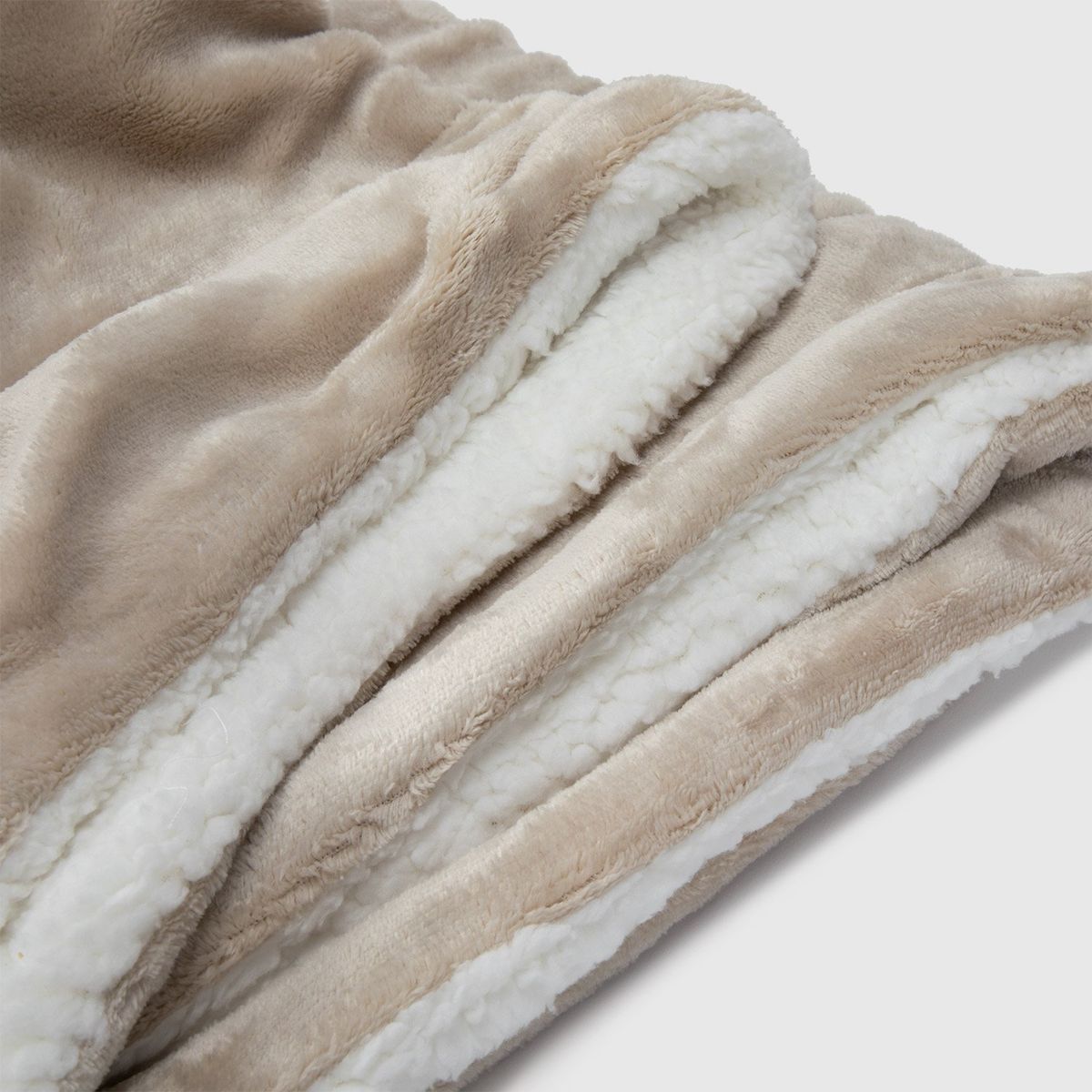 RELAN - Manta Frazada Sherpa Polar Franela Beige Queen Relan