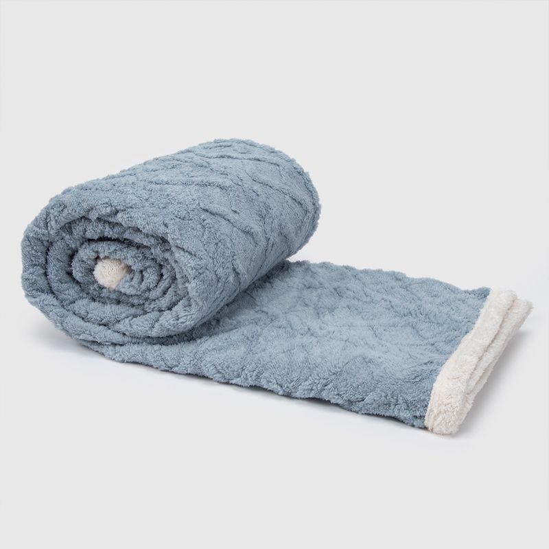 RELAN - Manta Frazada Sherpa Jacquard Azul King Relan