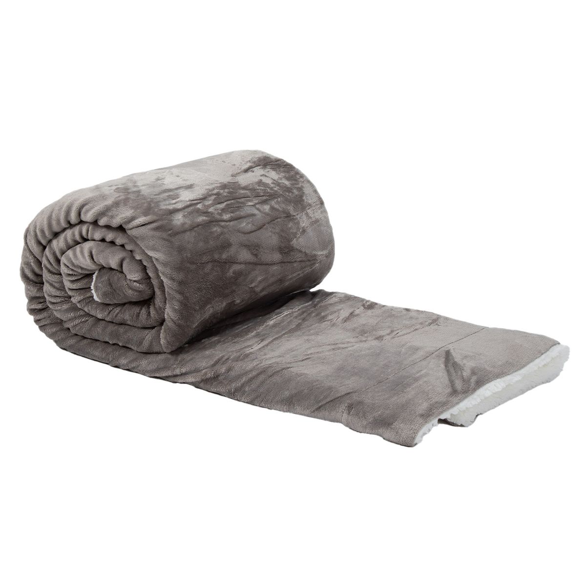 RELAN - Manta Sherpa Polar Franela Gris 1,5 Plazas / Frazada Gris Relan