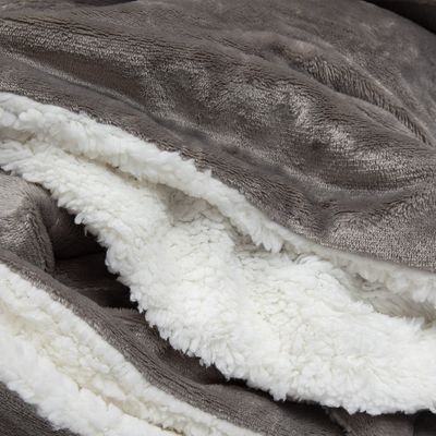 Imagen 2 del producto Manta Sherpa Polar Franela Gris 1,5 Plazas / Frazada Gris