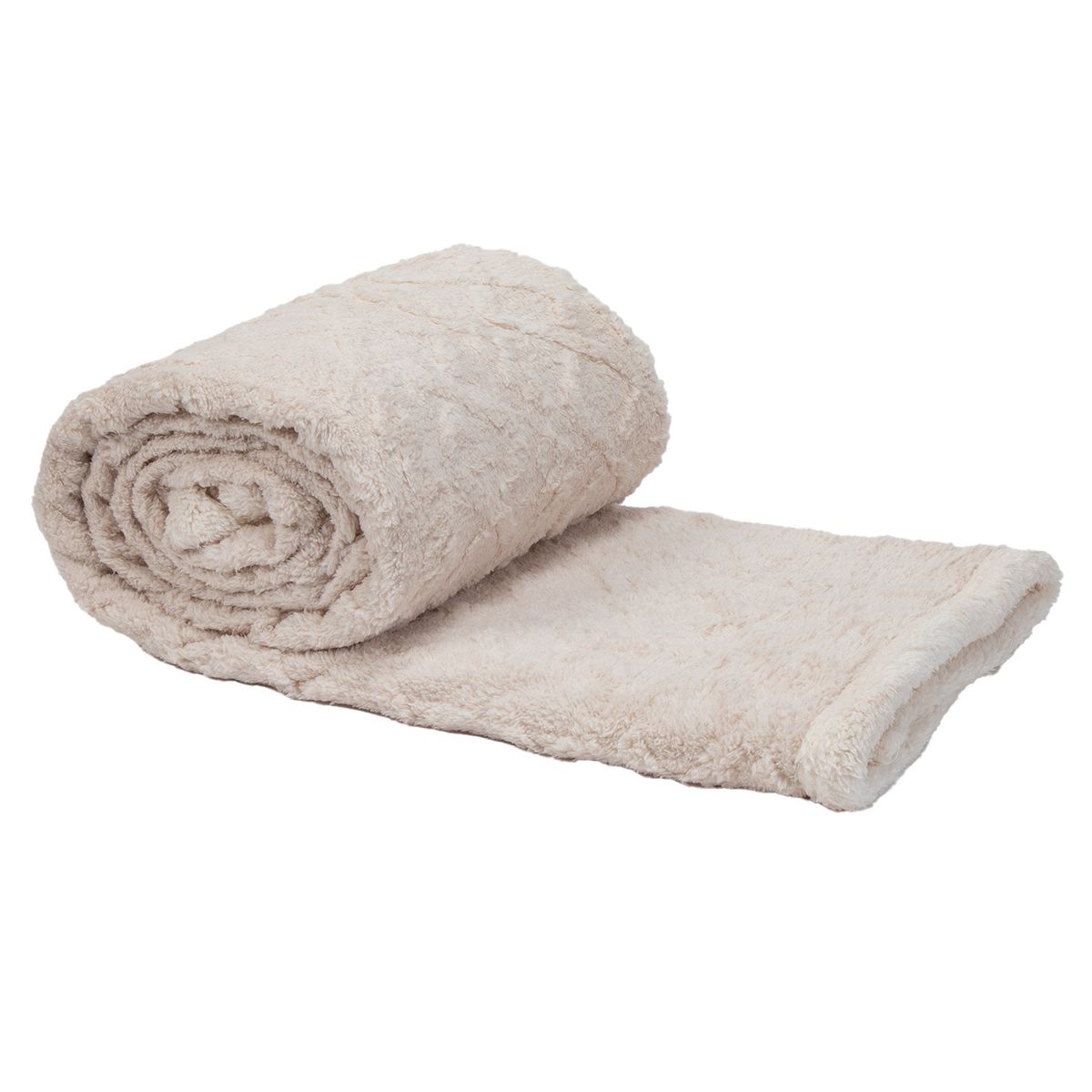 RELAN - Manta Sherpa Jacquard Crema King / Frazada Crema Relan