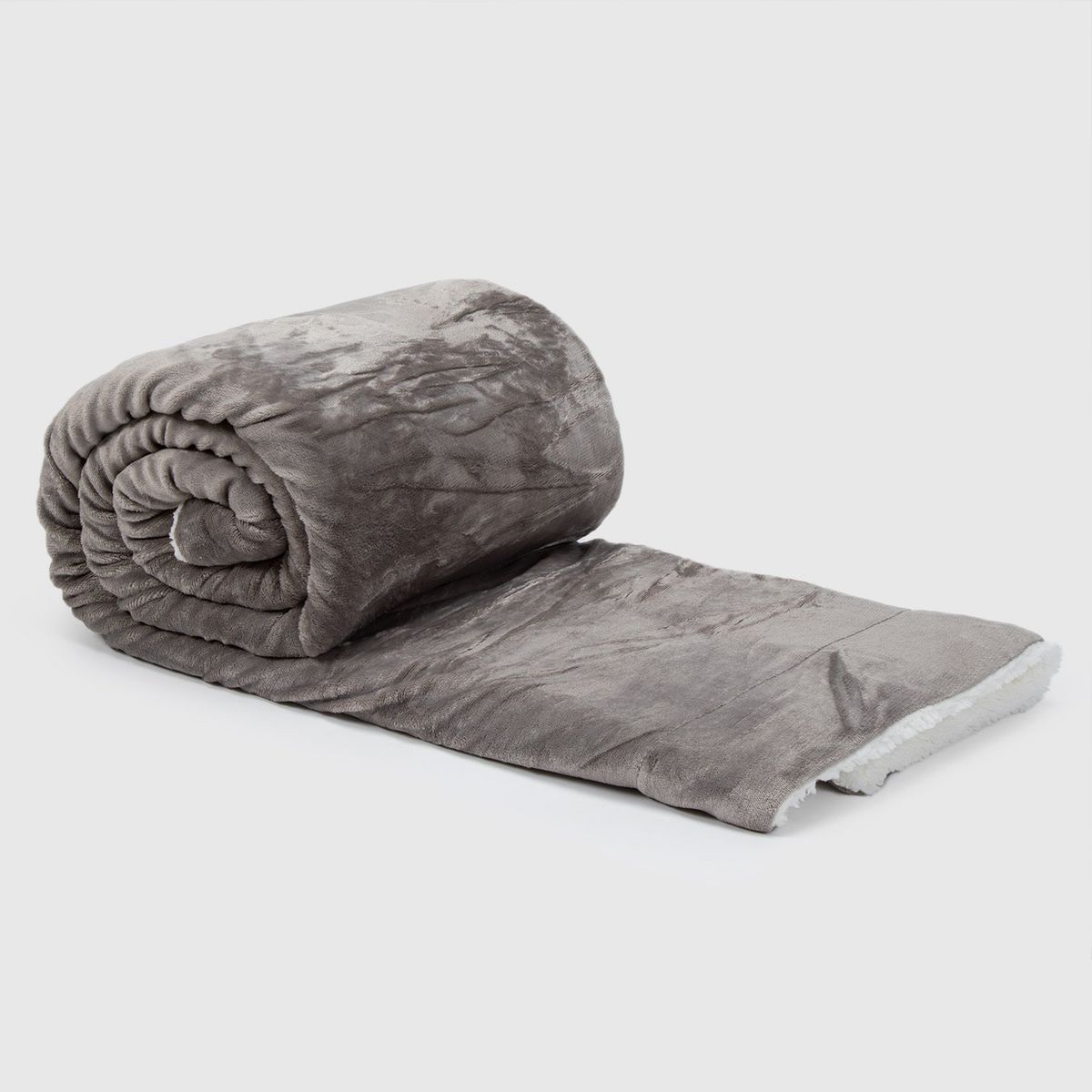 RELAN - Manta Sherpa Polar Franela Gris King / Frazada Gris Relan