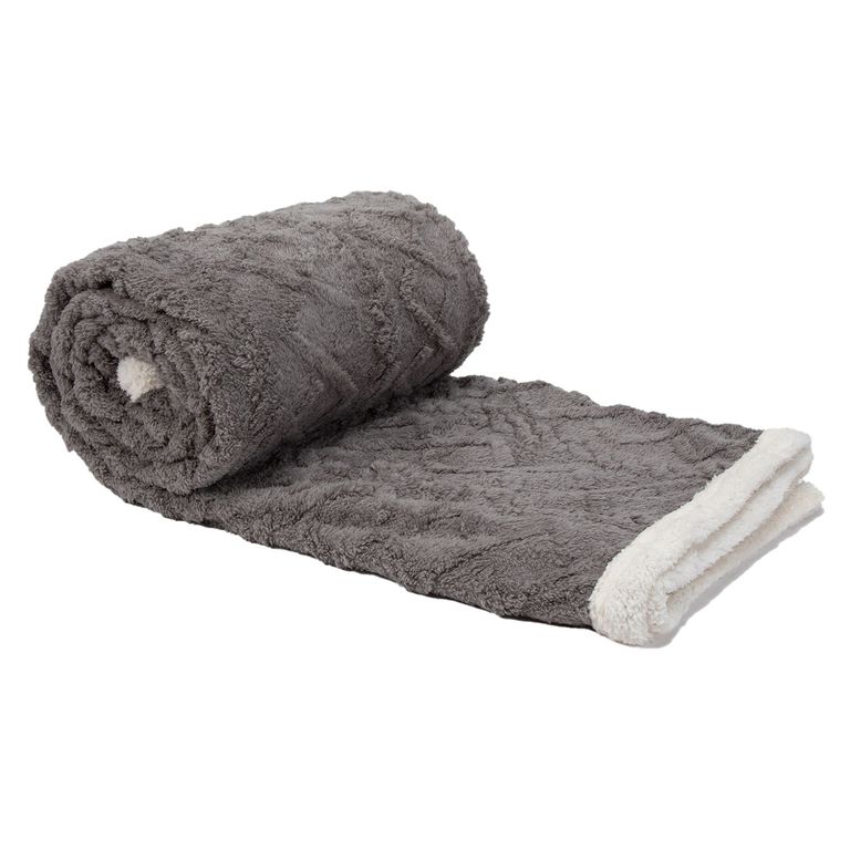 Manta Sherpa Jacquard Gris 1,5 Plazas / Frazada Gris