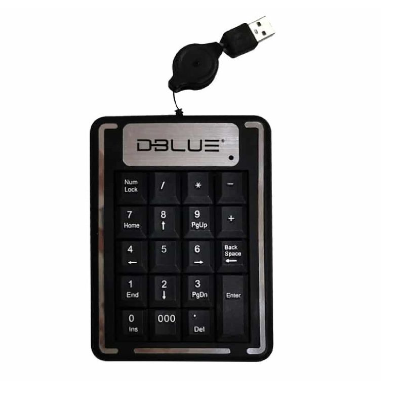 DBLUE - Teclado Numérico con Cable Retráctil Color Negro