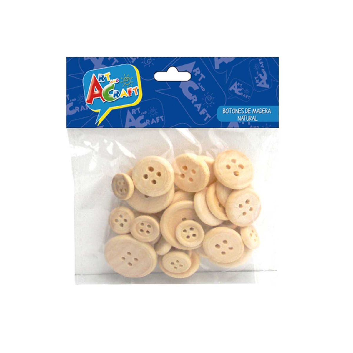 PRONOBEL - Botones Madera Natural 30 Piezas Tam.Surtidos Art & Craft