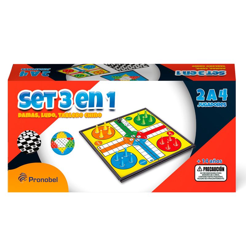 NOBEL TOYS - 3 En 1 Magentico; Dama, Tablero Chino, Ludo Pronobel