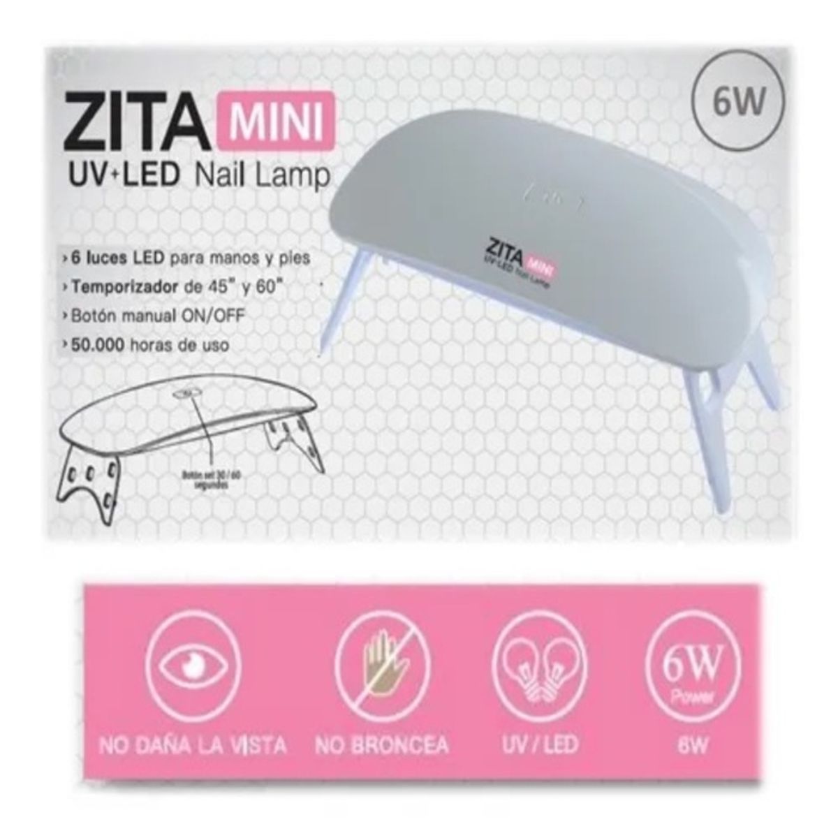 ZITA ITALY - Lámpara para Manicure Uñas Mini UV/Led Zita