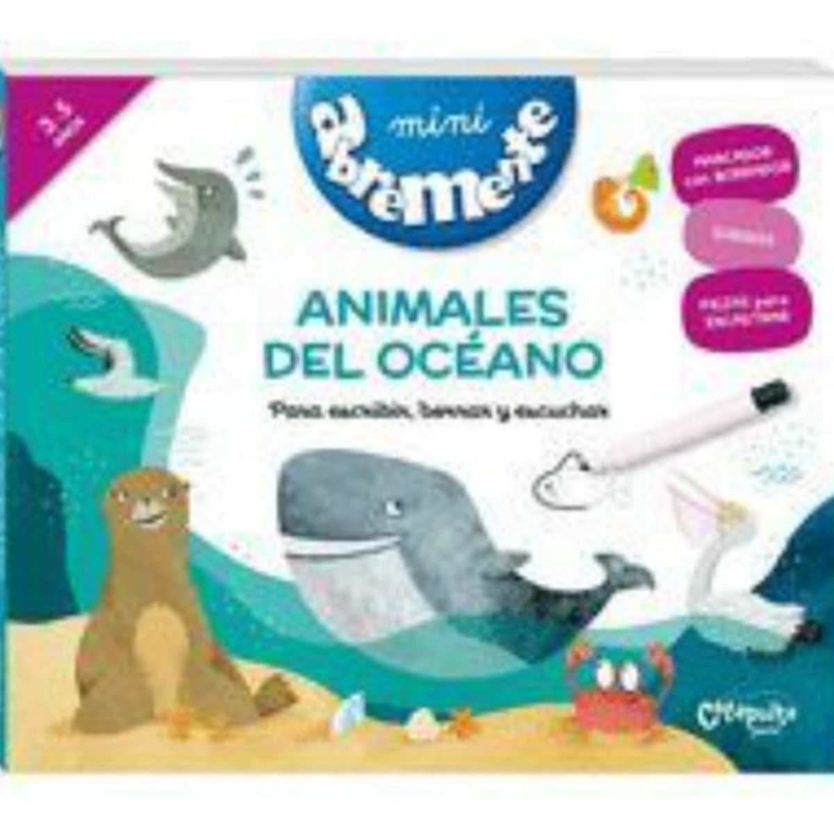 TOP10BOOKS - LIBRO Mini Abremente Animales Del Oceano Para Escribir, Borrar Y Escuchar