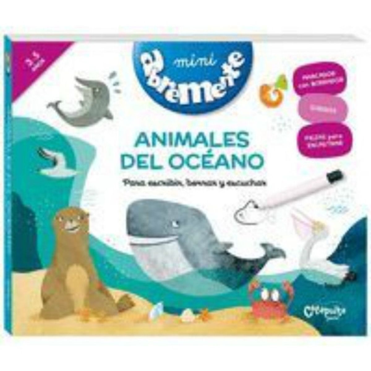 TOP10BOOKS - LIBRO Mini Abremente Animales Del Oceano Para Escribir, Borrar Y Escuchar