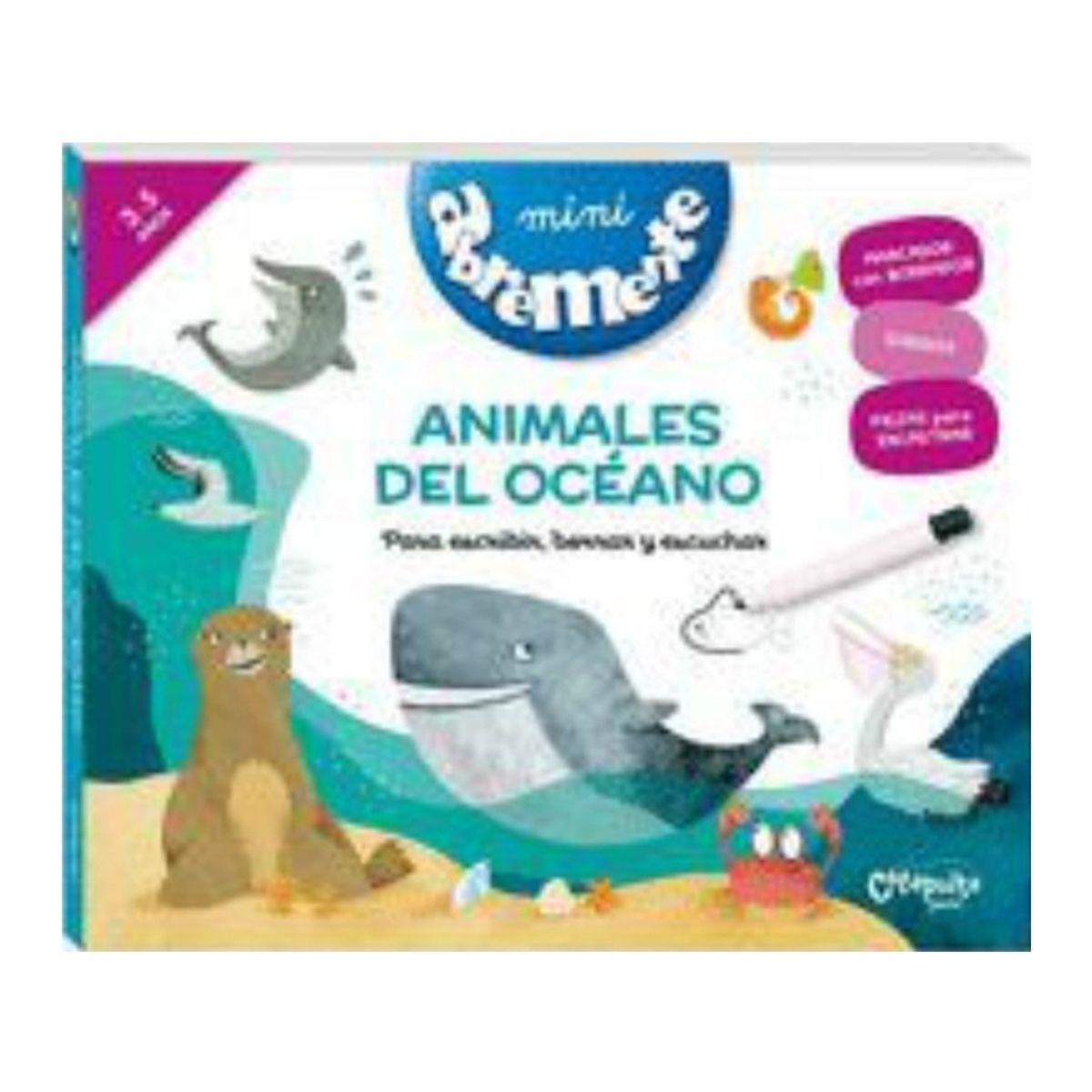 TOP10BOOKS - LIBRO Mini Abremente Animales Del Oceano Para Escribir, Borrar Y Escuchar