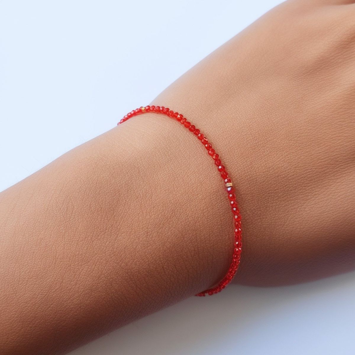 COGGIOLA - Pulsera Cristal Rojo Mostacillas Enchapado Oro 18K