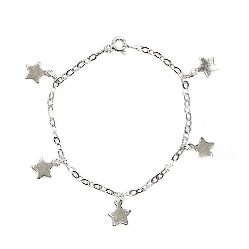 ANDREA COGGIOLA JOYAS - Pulsera 5 Estrellas Colgantes Plata Fina 925