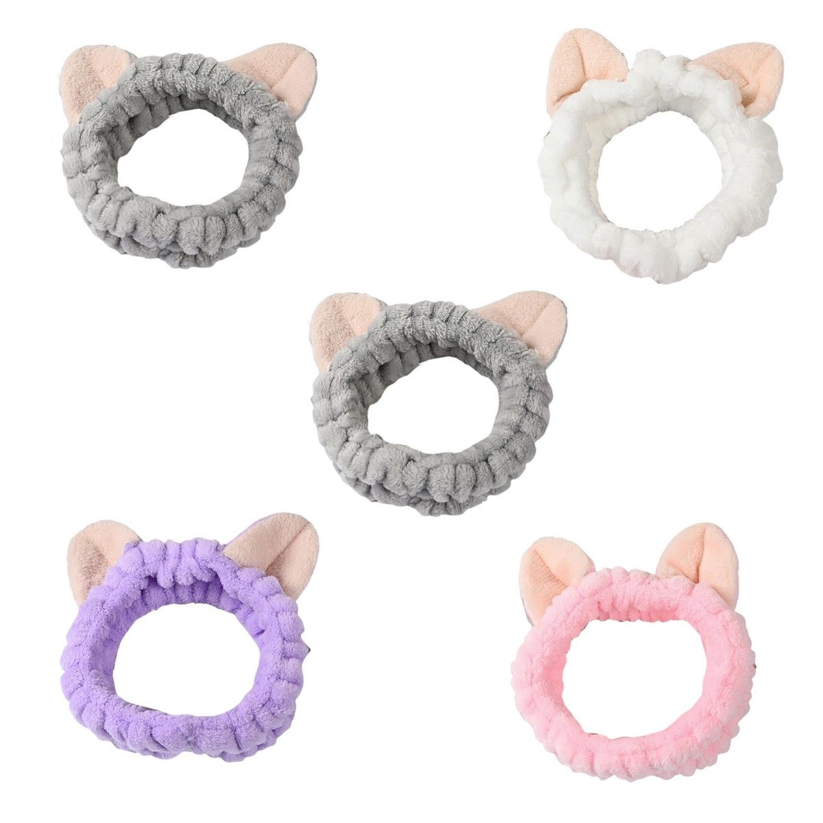 GENERICO - Set de 5 Cintillos Spa y Maquillaje Orejitas de Gato