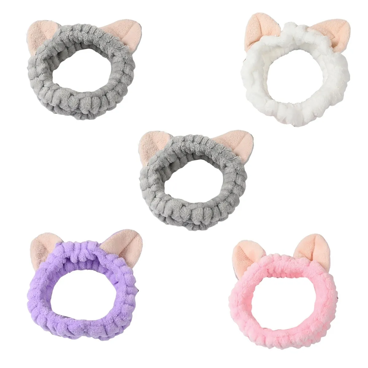 GENERICO - Set de 5 Cintillos Spa y Maquillaje Orejitas de Gato