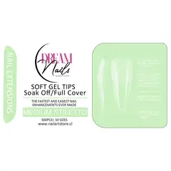 GENERICO - Caja 500 tips para Soft Gel Dream Nails Medium stiletto
