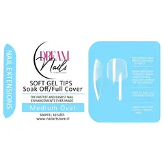 GENERICO - Caja 500 tips para Soft Gel Dream Nails Medium oval