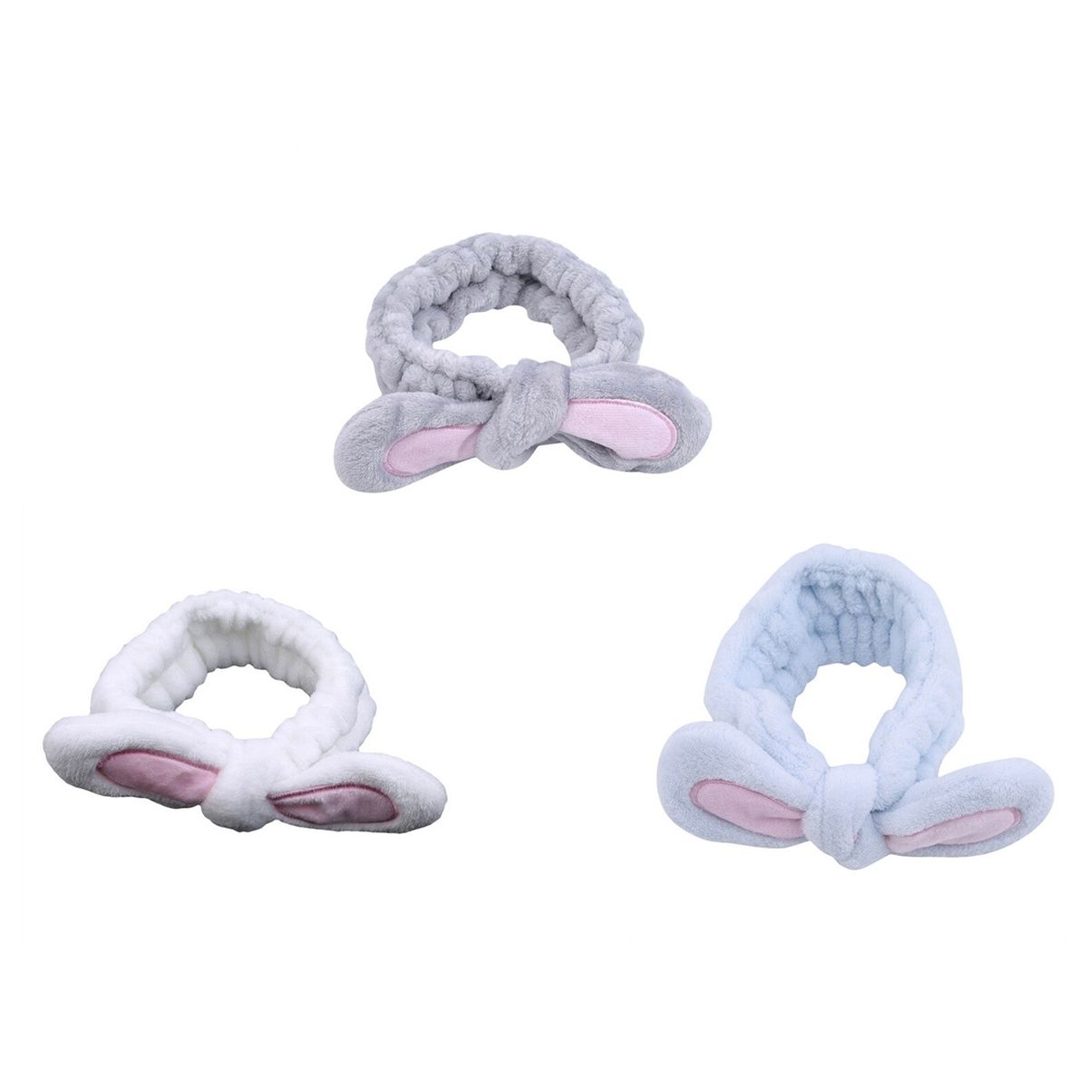 GENERICO - Set de 3 Cintillos Spa y Maquillaje Orejitas de Conejo