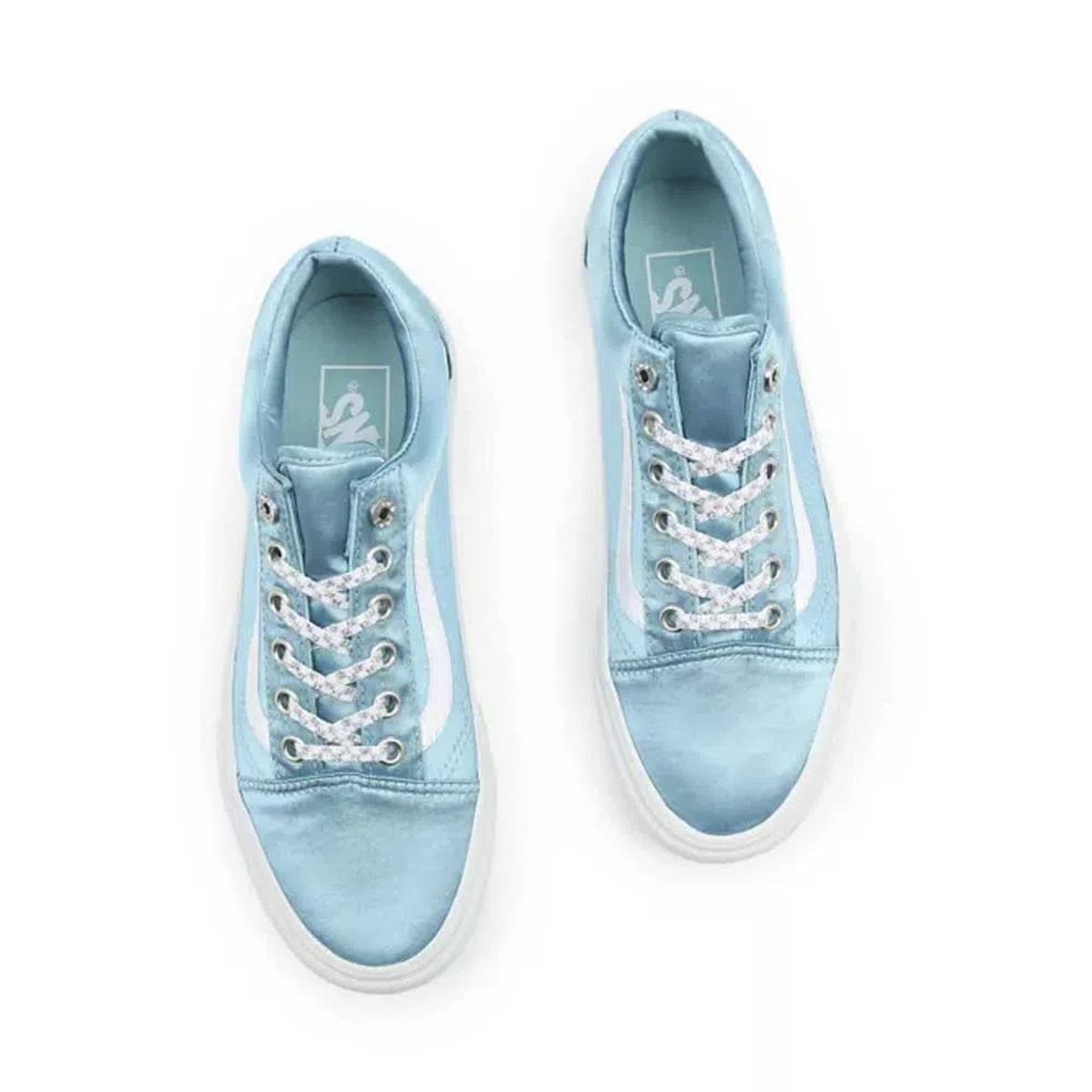 VANS - Zapatilla Old Skool Platform Sparkle Check Celeste VANS