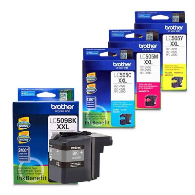 Brother 4 Tintas Originales Lc 509 505 Xxl J100 J105 J200
