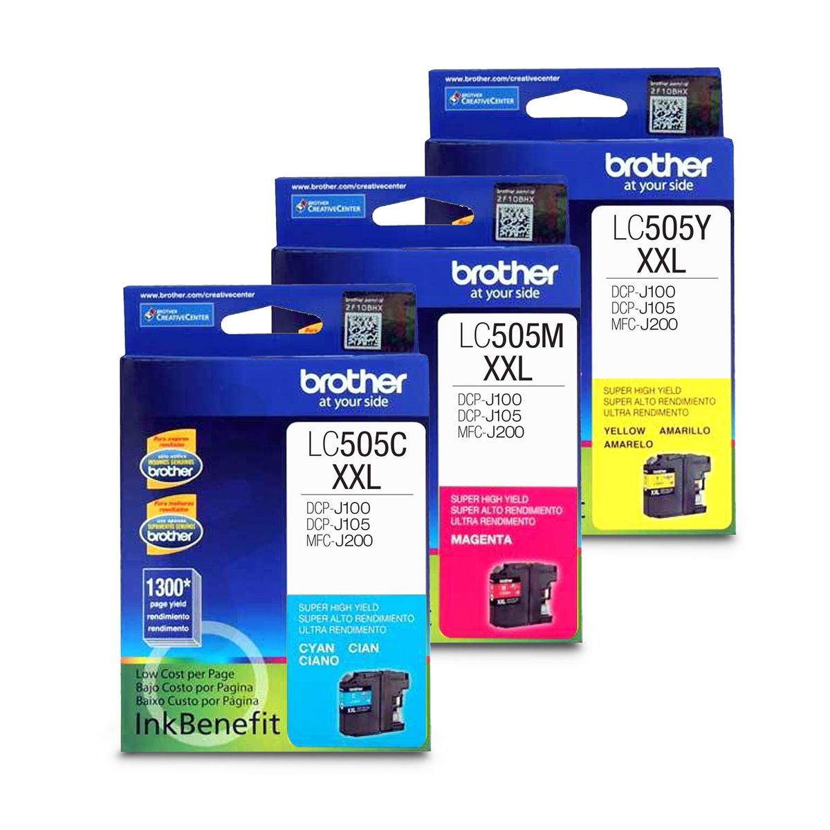 BROTHER - 3 Tintas Originales Brother Lc 505 CYMGYE Xxl  J100 J105 J200 C/iva