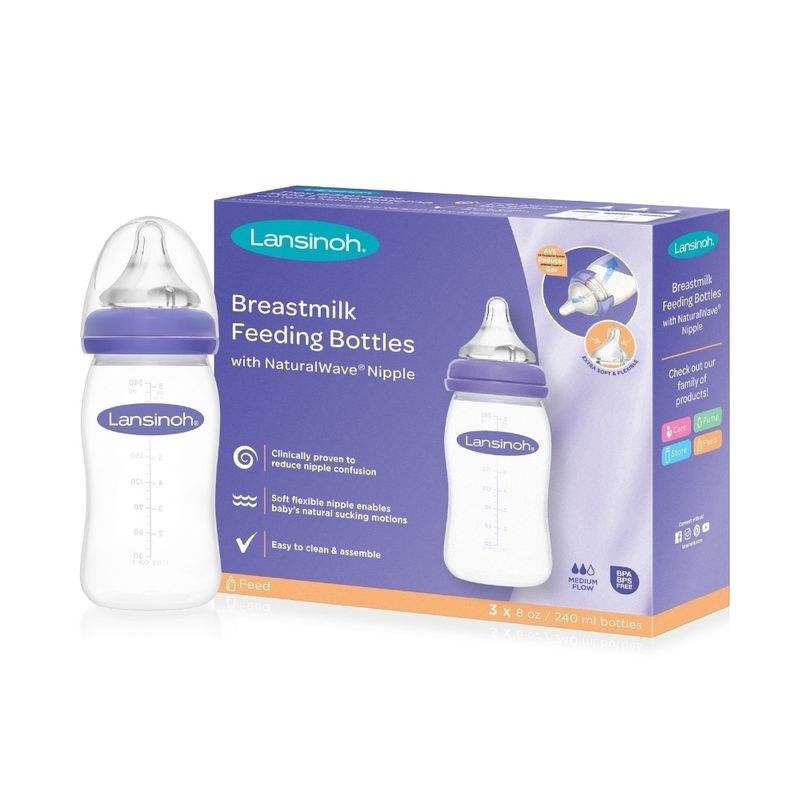 LANSINOH - Mamadera Natural Wave 240ml Pack x 3