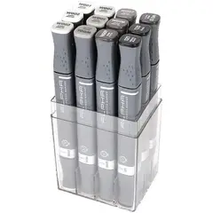 ALPHA DESING - Marcadores Alpha Design Gris Cálido Set 12 Colores