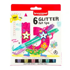 BRUYNZEEL - Marcadores Para Niños Glitter 6 Colores
