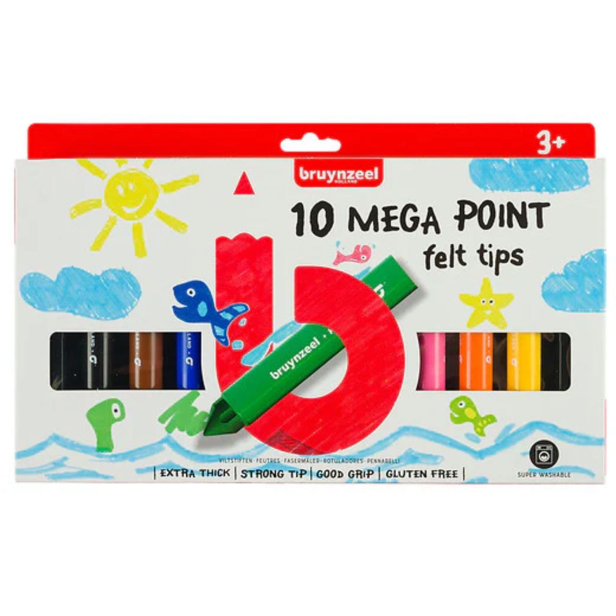 BRUYNZEEL - Marcadores Para Niños Bruynzeel Extra Gruesos 10 Colores