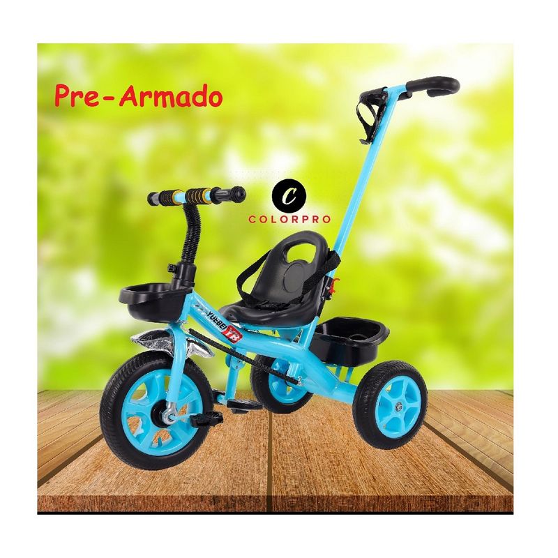 GENERICO - triciclo infantil metálico con guia celeste