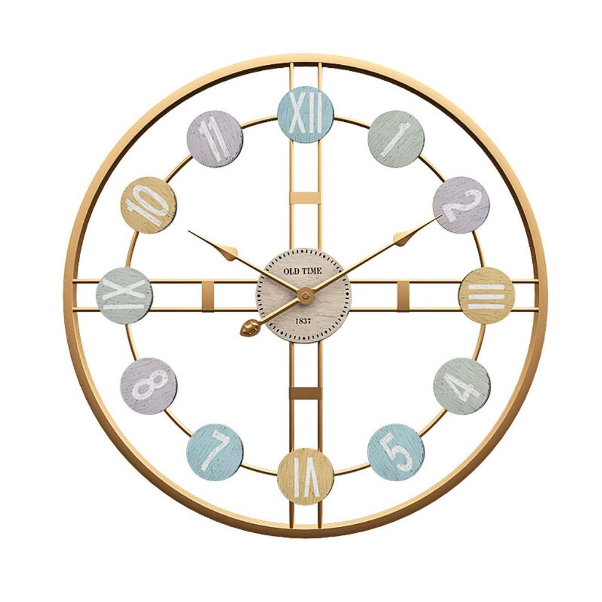 BOHEMIK - Reloj Mural Dorado Con Números Multicolor