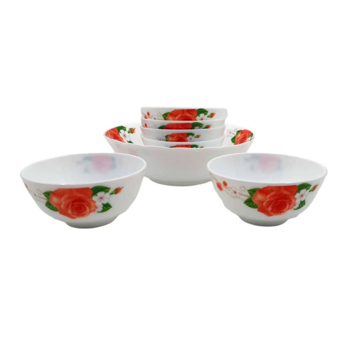 MOGA - Pocillos Set 7 Piezas Bowl Vidrio Templado Blanco