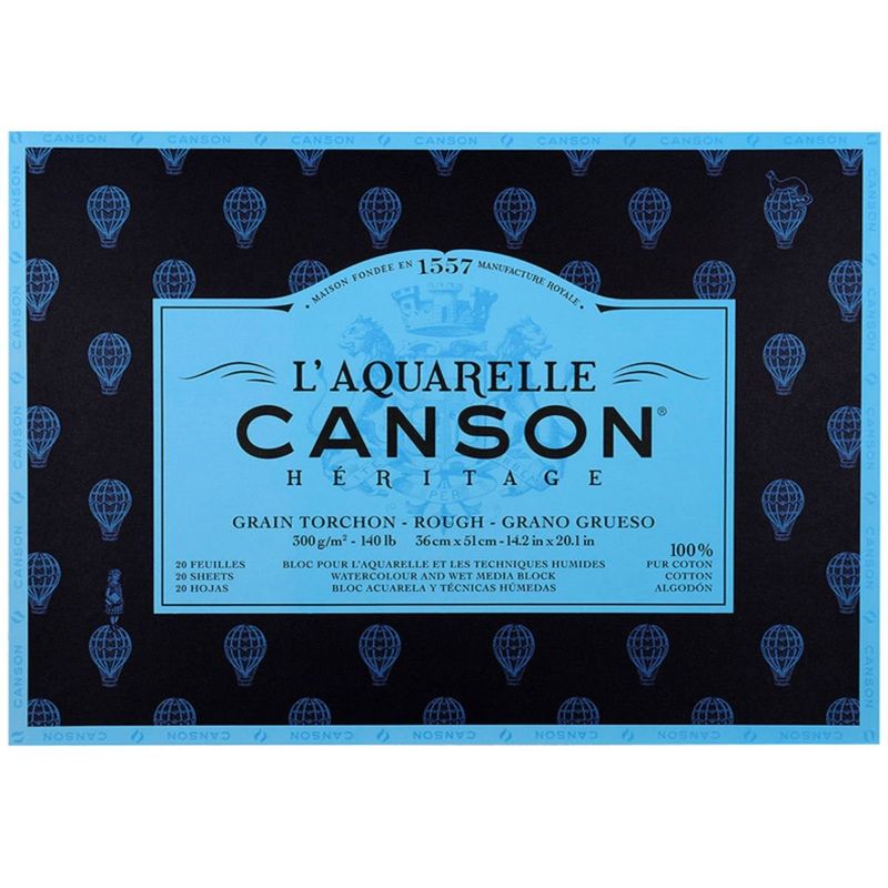 CANSON - Block Papel Acuarela Heritage 300gr Grano Grueso 36x51cm