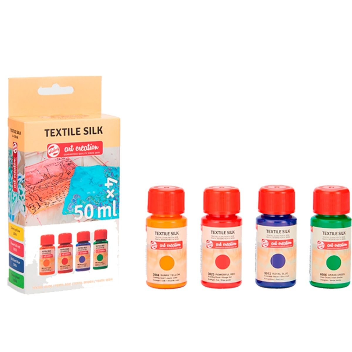 ART CREATION - Pintura Textil Para Seda Art Creation Pack 4 Colores 50ml