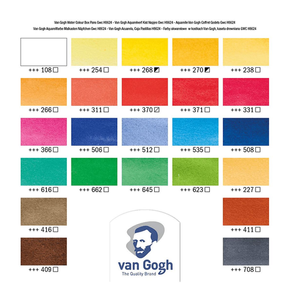 VAN GOGH - Acuarela en Pastillas Van Gogh Set 24 Caja Madera