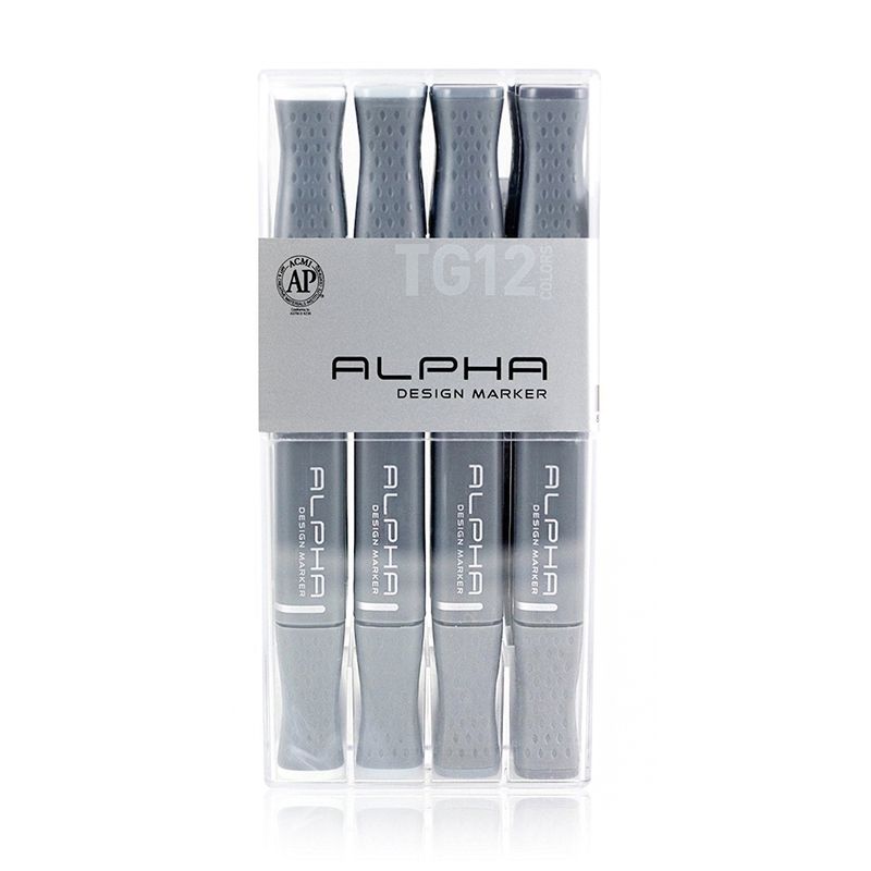 ALPHA DESING - Marcadores Alpha Design Gris Toner Set 12 Colores